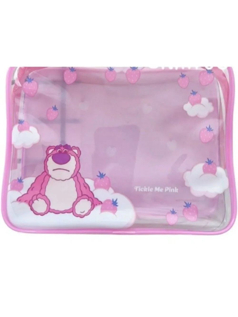 Disney Toy Story Lotso Tickle Me Pink Bear Clear Makeup Bag Pouch NWT